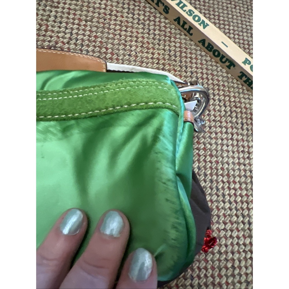 NEW COACH satin BARREL shoulder bag purse Y2k 10666 Emerald Green NWT Soho - Picture 12 of 14